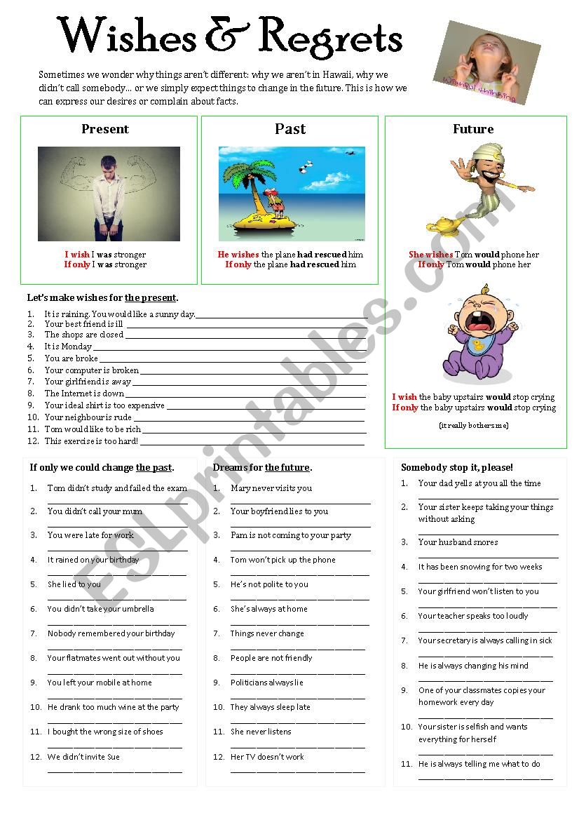 WISHES & REGRETS worksheet