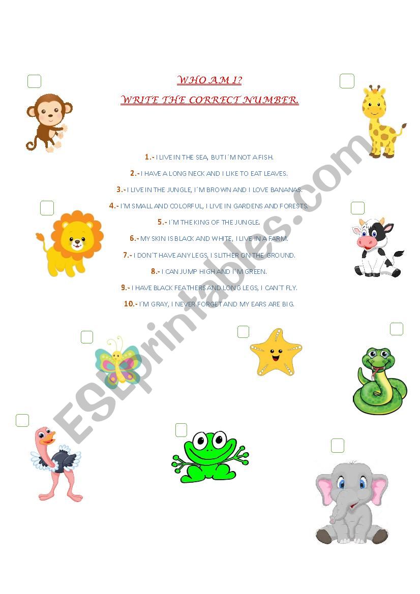 WHO AM I? worksheet