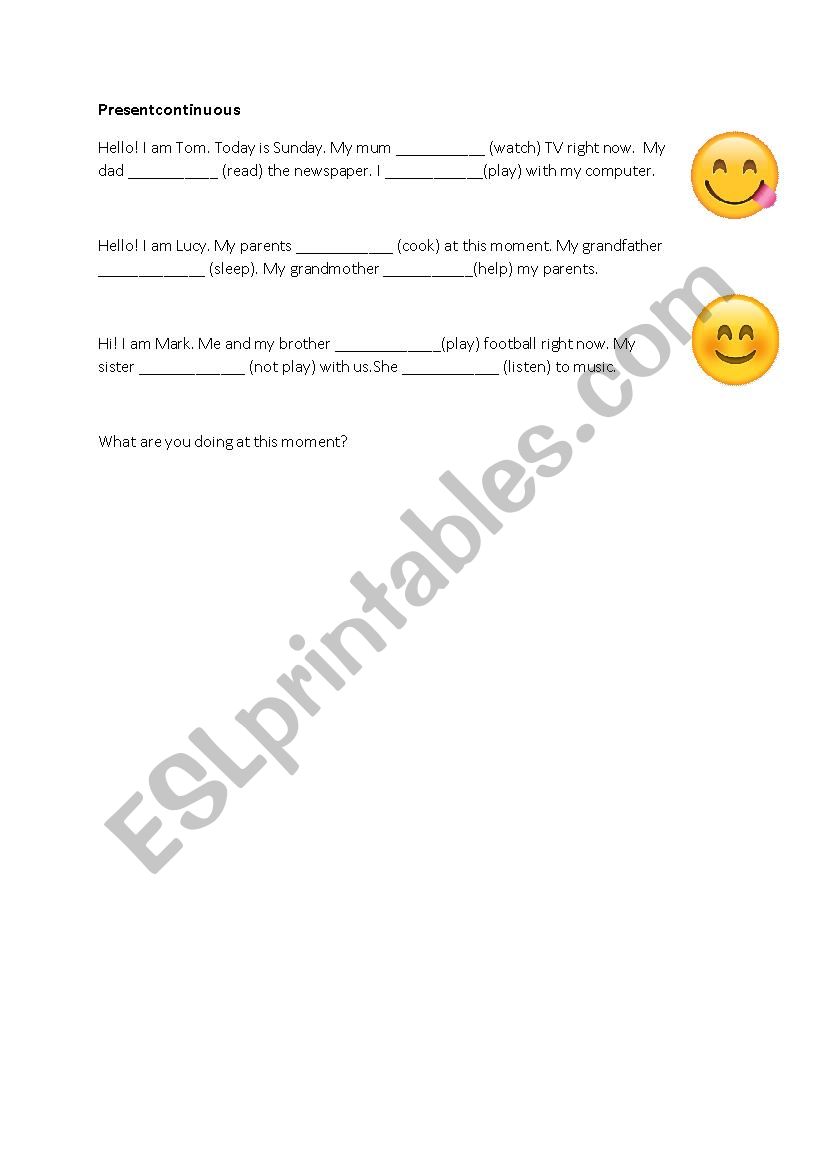 Present Continuous worksheet
