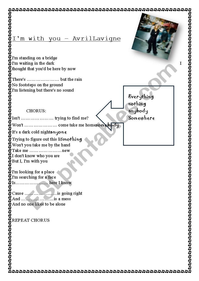  Im with you - Avril Lavigne worksheet