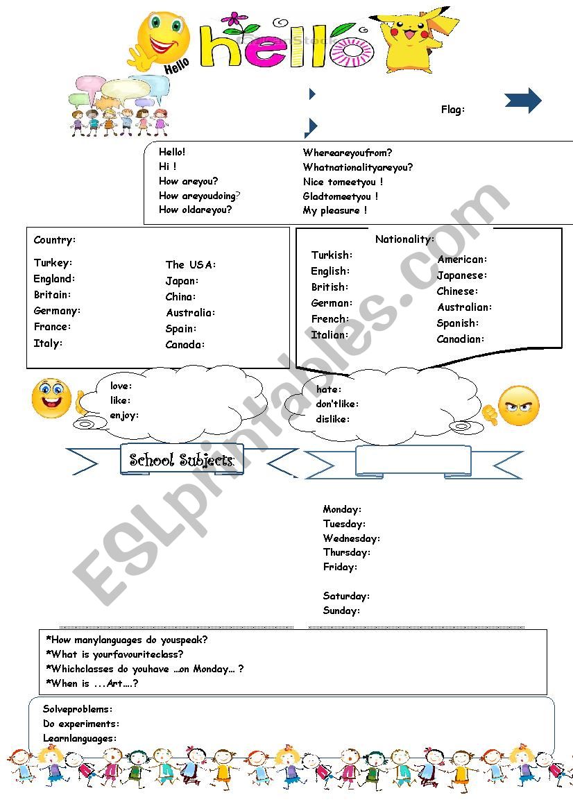 Countries worksheet vocabulary