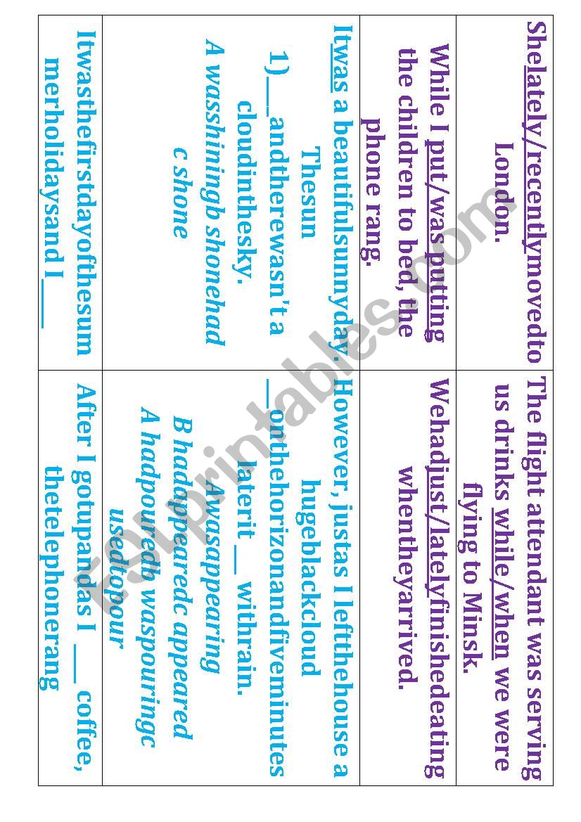 past simple jepardy worksheet