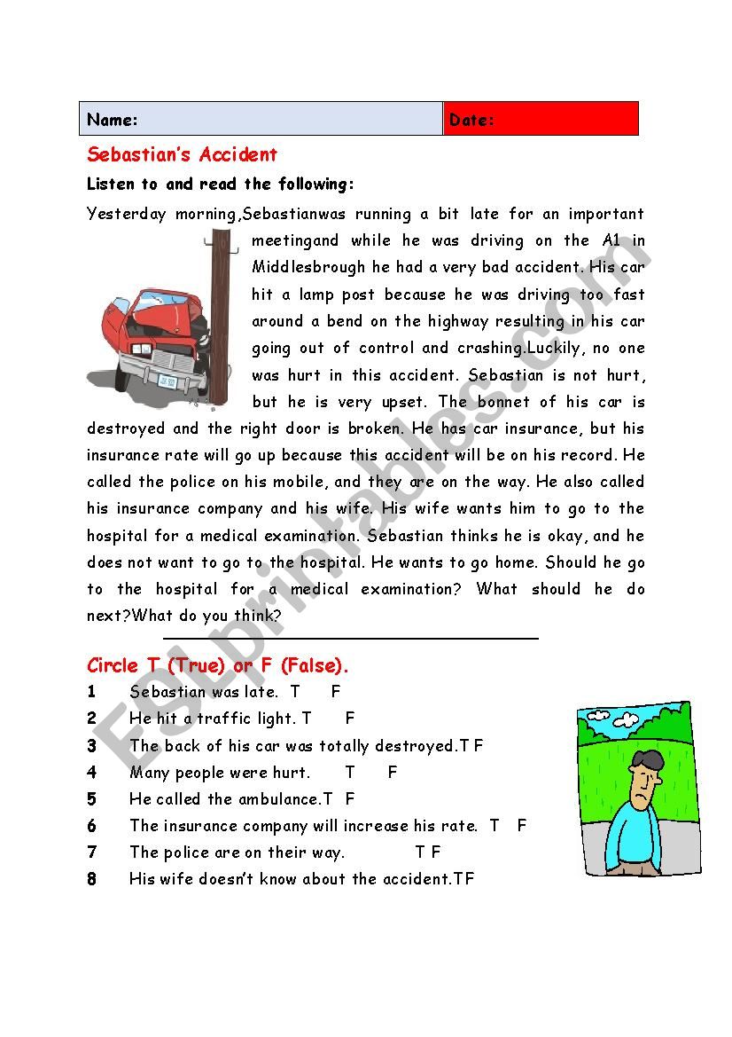 Sebastians Accident worksheet