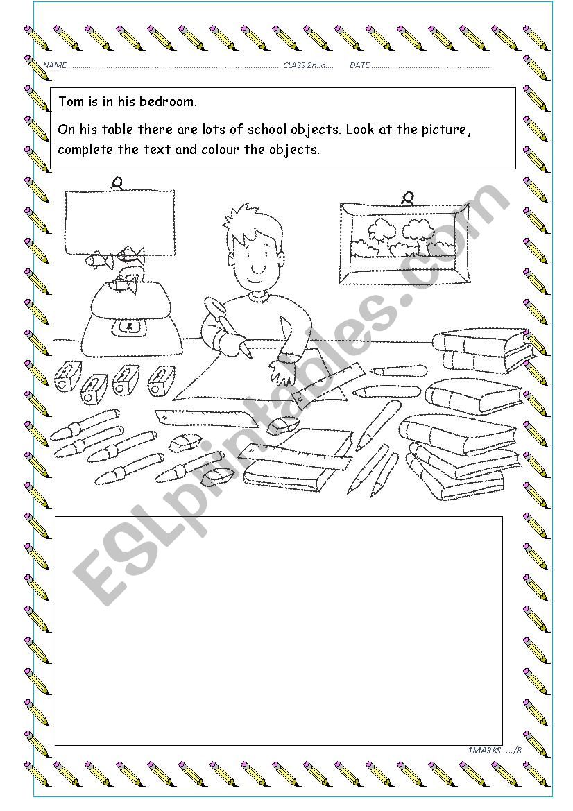 SCHOOL OBJECTS worksheet