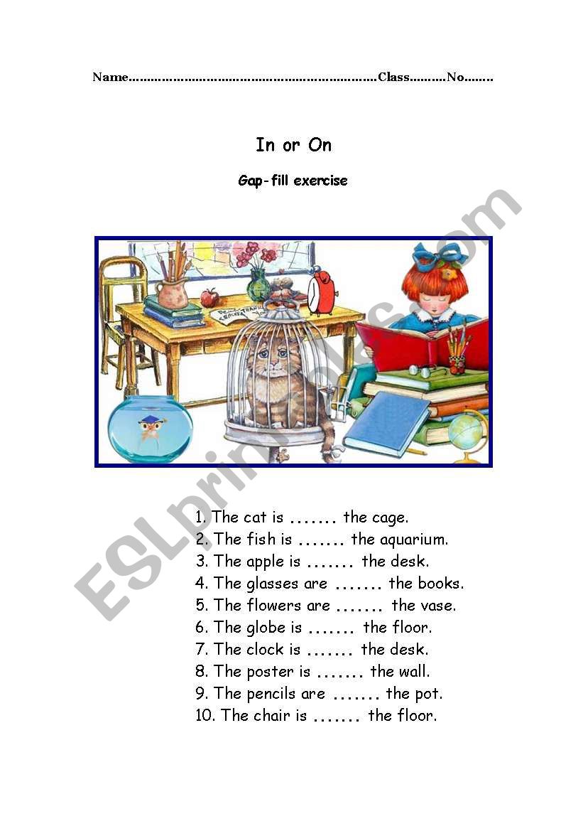 Preposition worksheet
