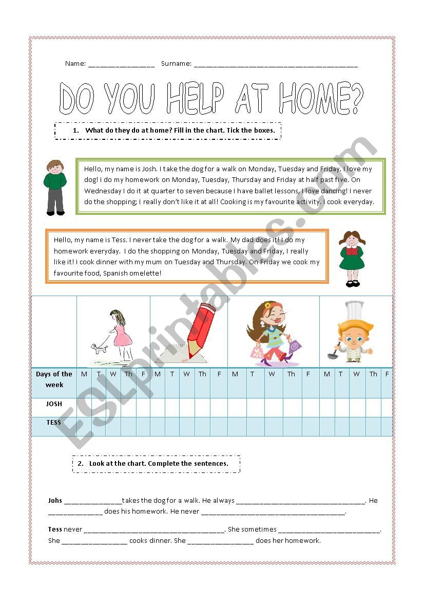 frequency adverbs, third person singular