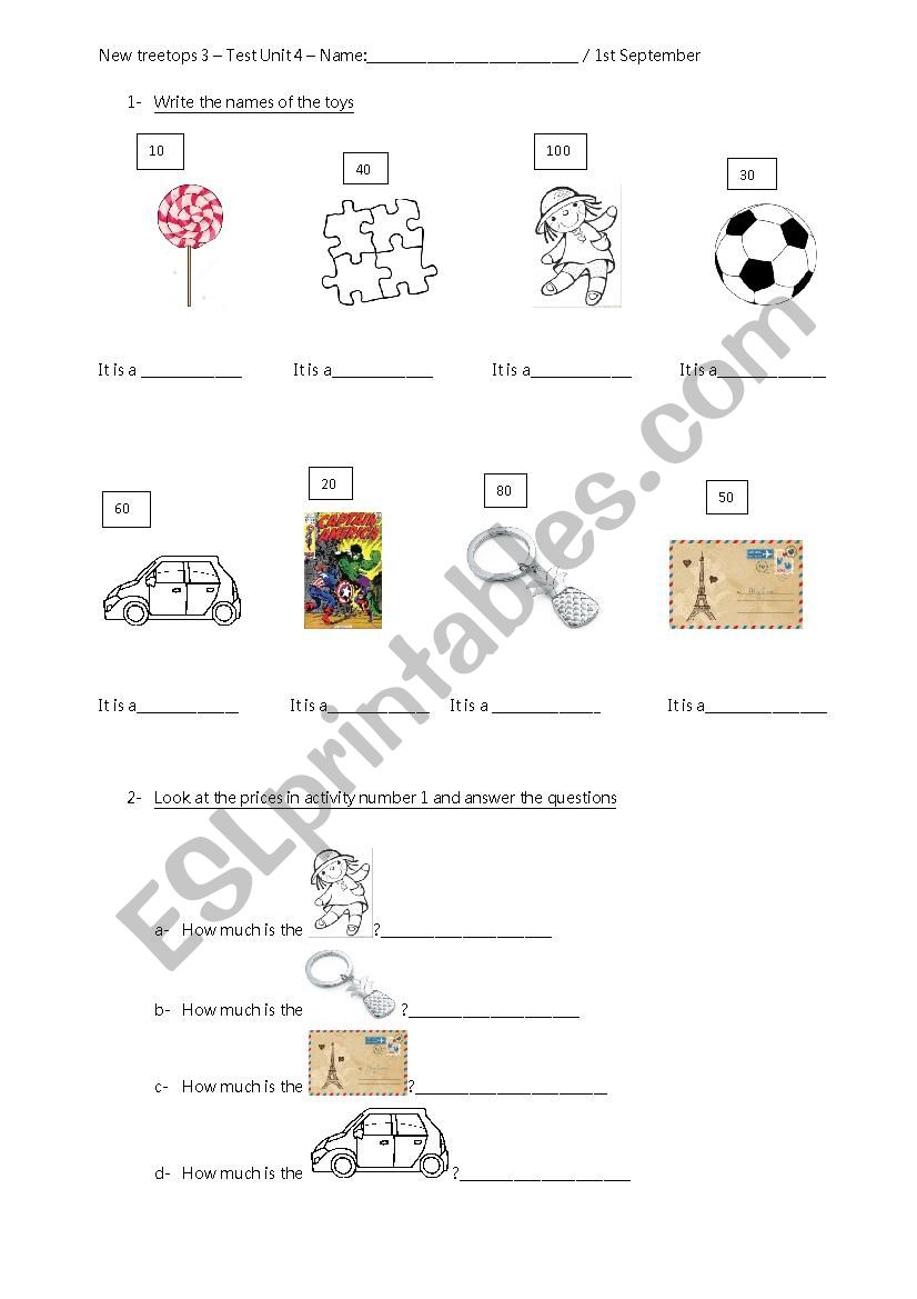 Test Unit 4 - New treetops 3 worksheet