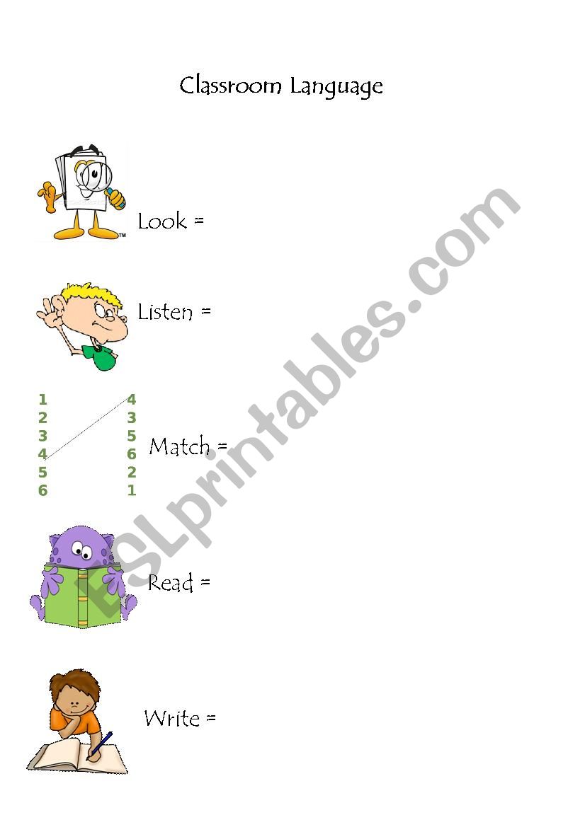 classroom Language worksheet