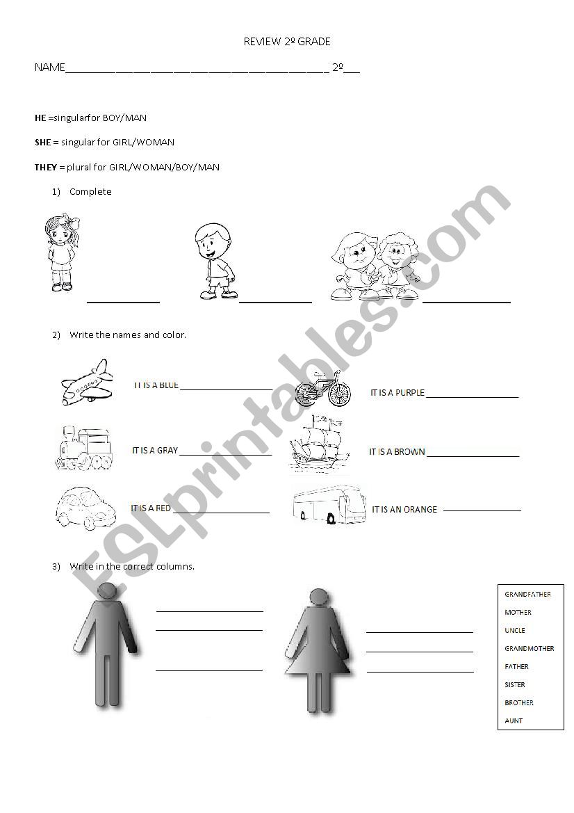 2ND GRADE REVIEW worksheet