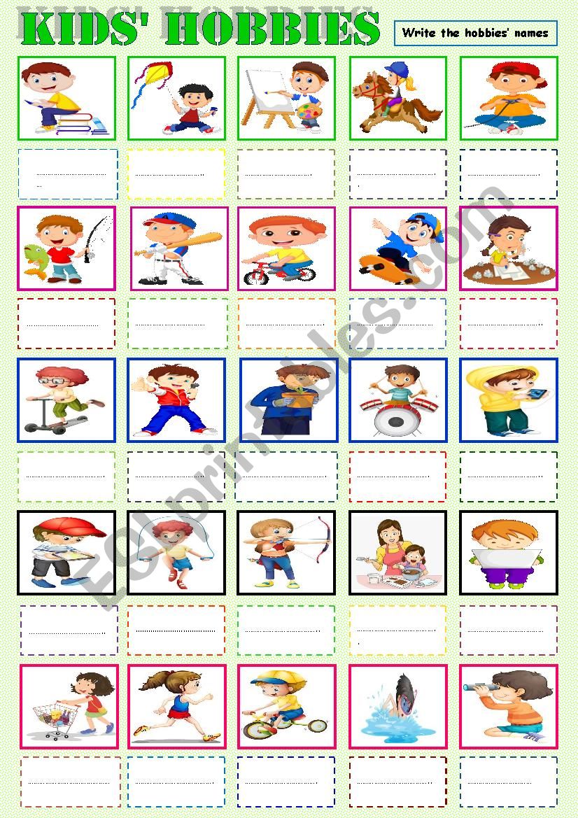 kids hobbies worksheet