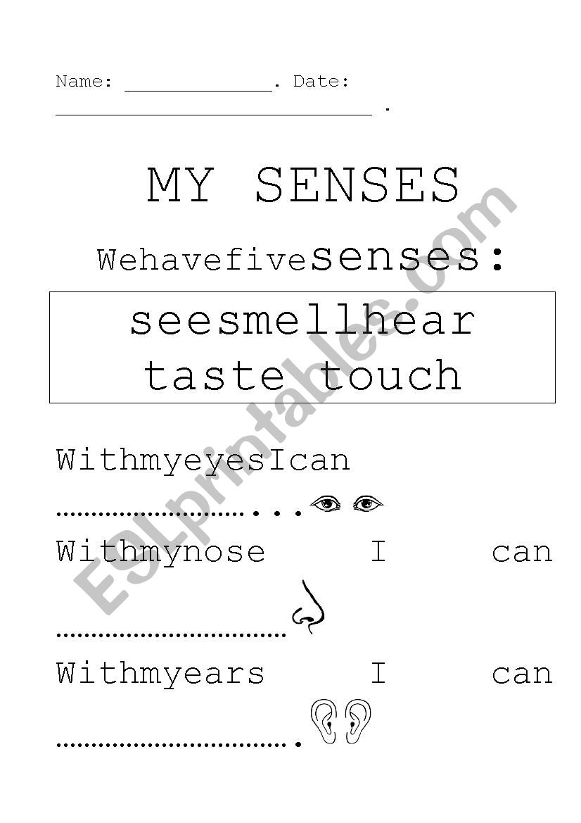 Senses worksheet