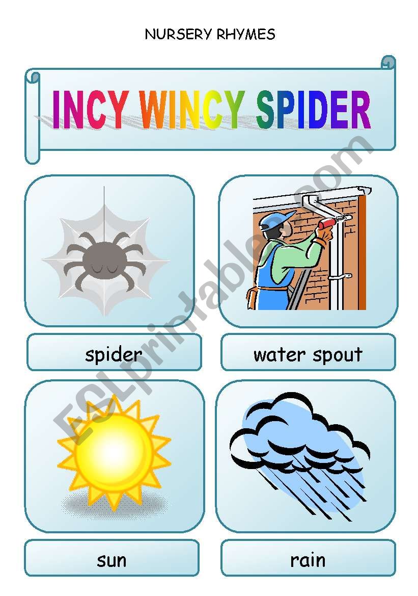 Nursery rhymes - INCY WINCY SPIDER - 2 pages