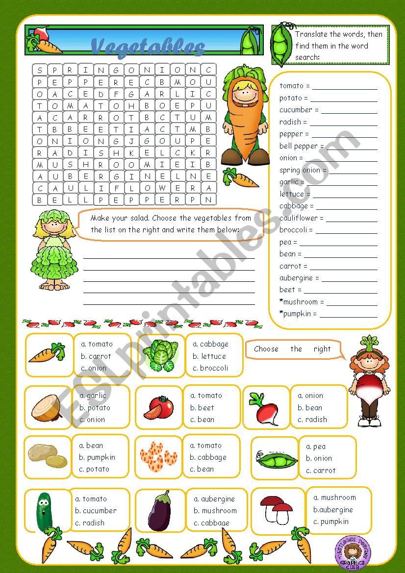 Vegetables worksheet