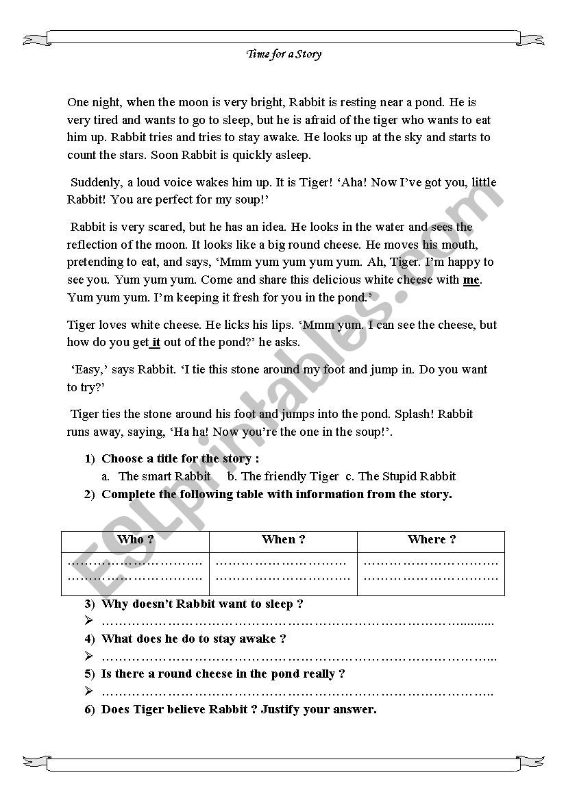 the smart rabbit worksheet