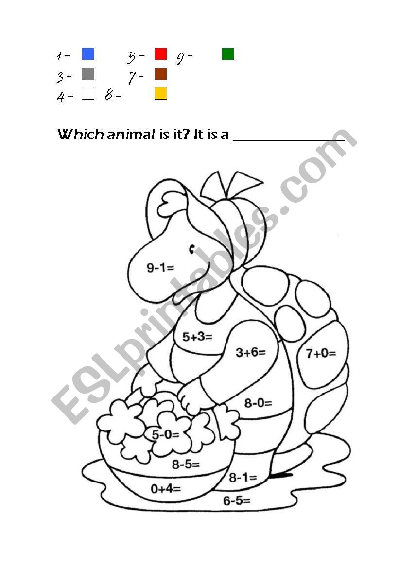 Colours, numbers and animals worksheet