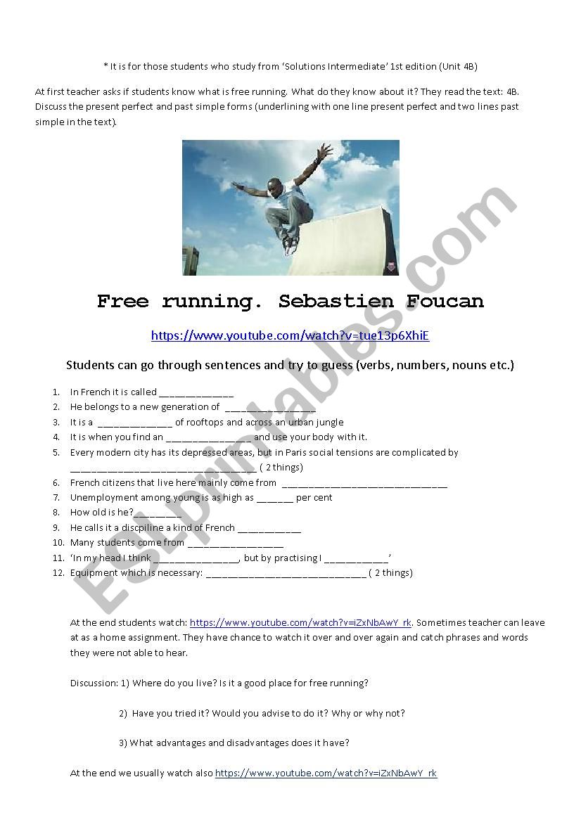 Free running worksheet