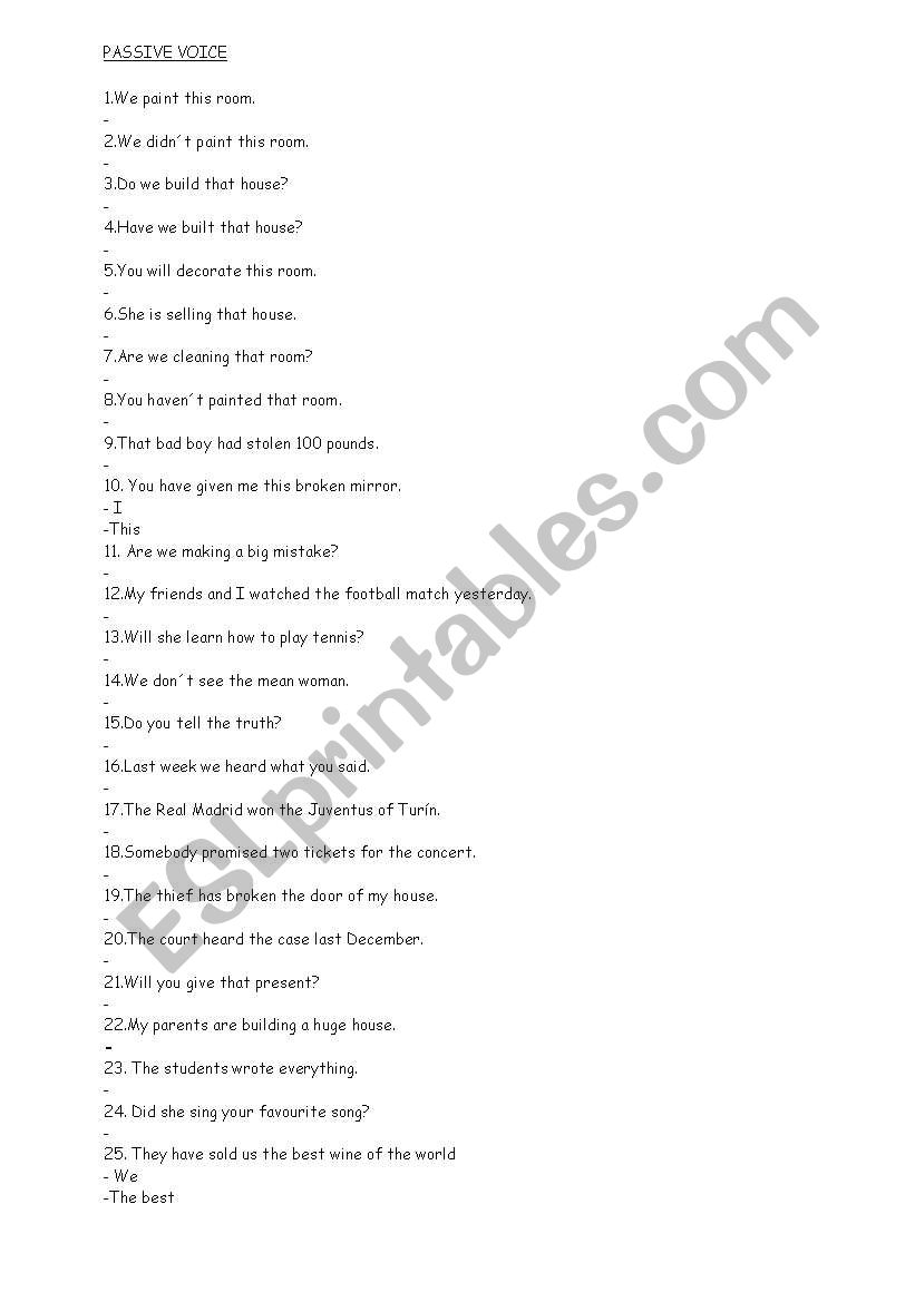 Passive Voice worksheet