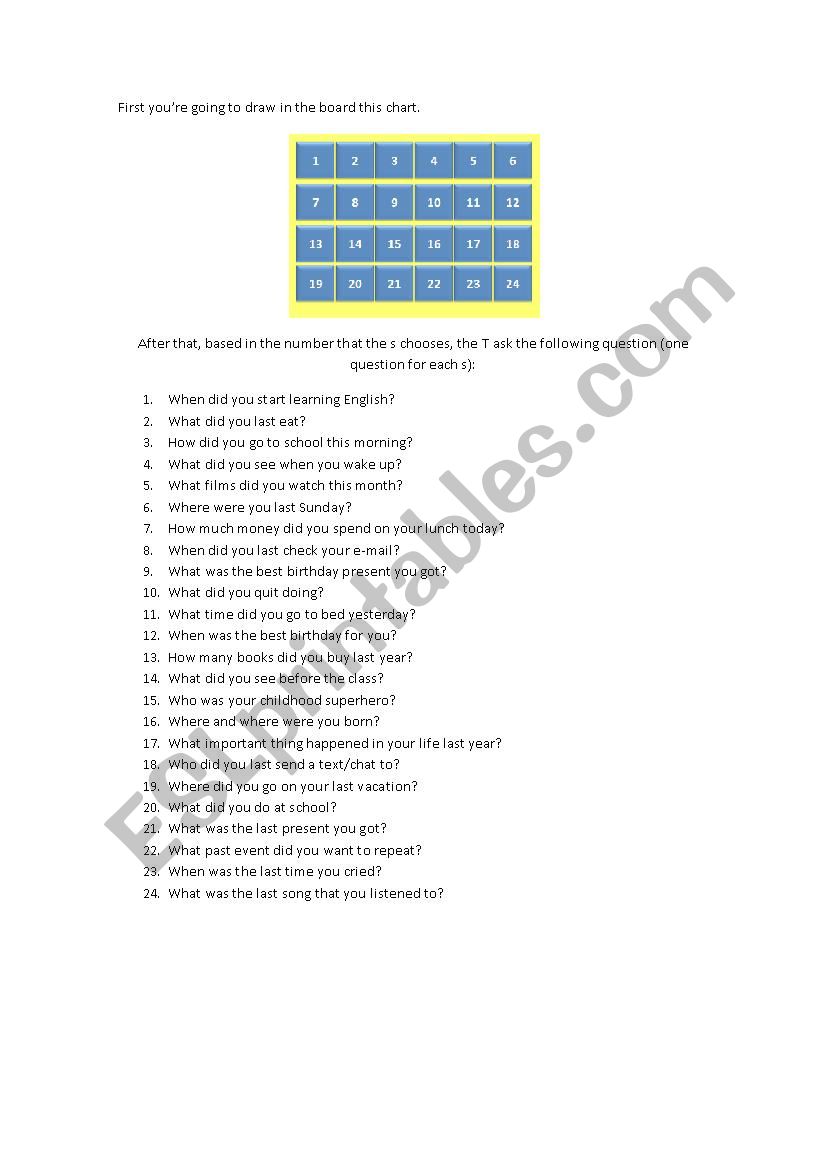  simple past  worksheet