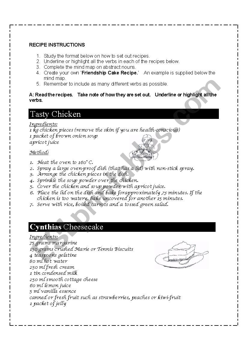 Friendship Recipe Worksheet worksheet