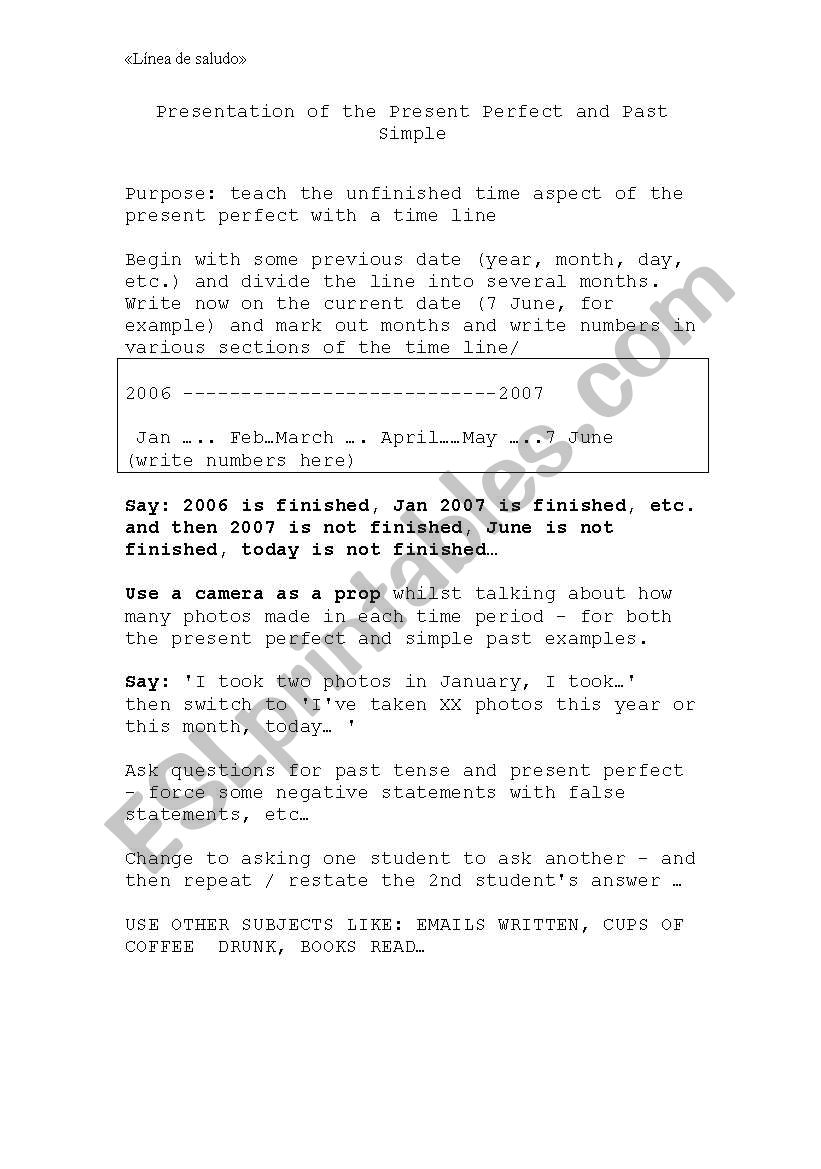 Introducing the Present Perfect Verb Tense