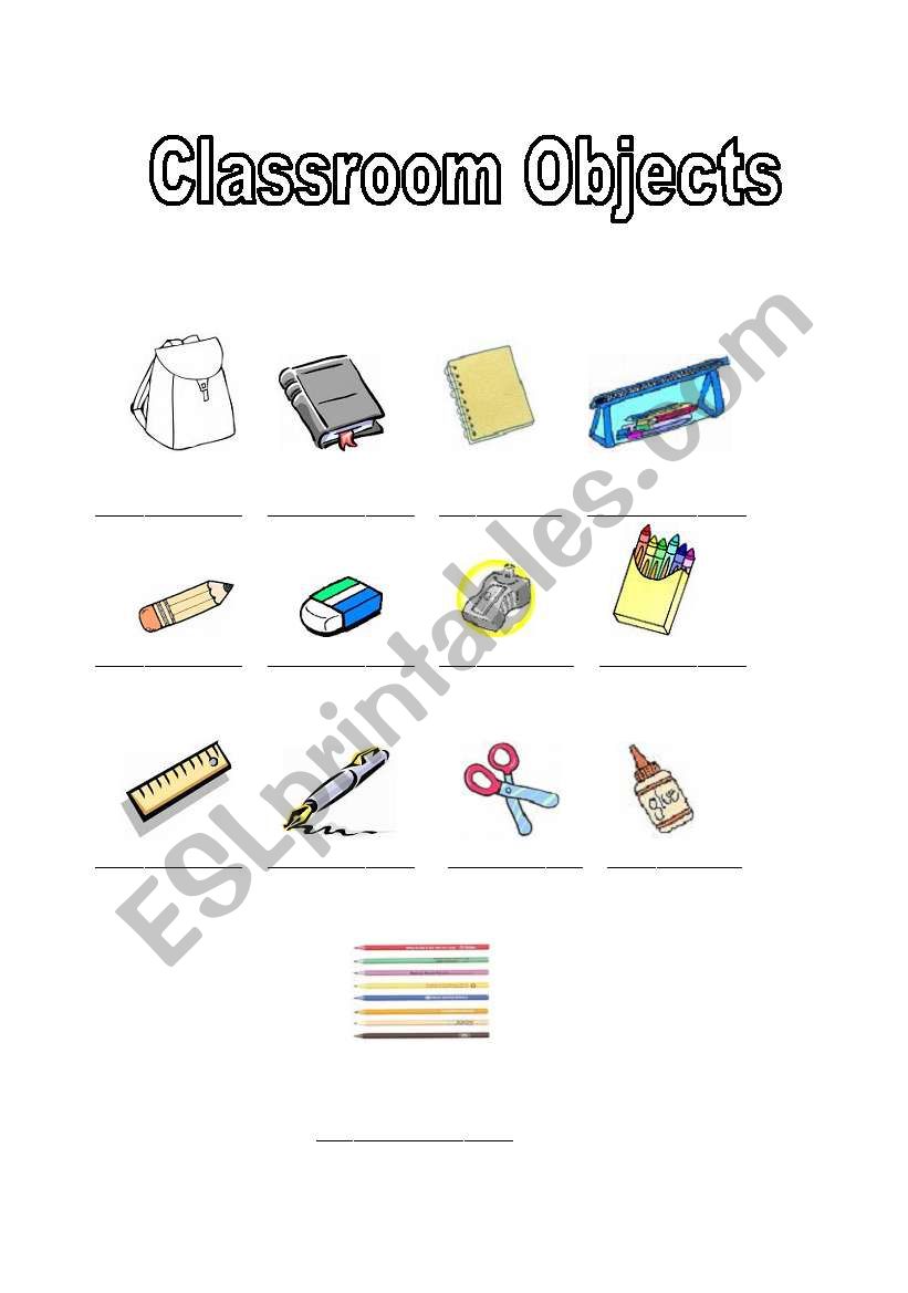 Classroom objects worksheet