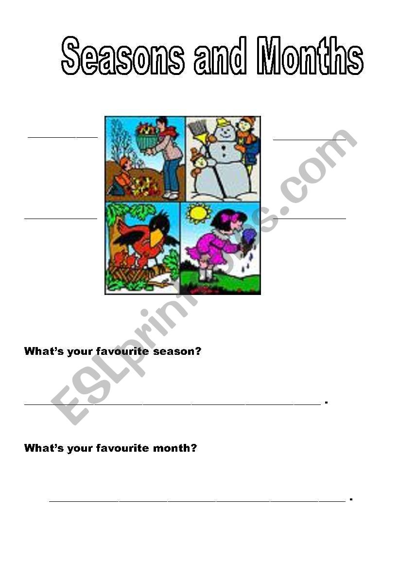 Seasons and months worksheet
