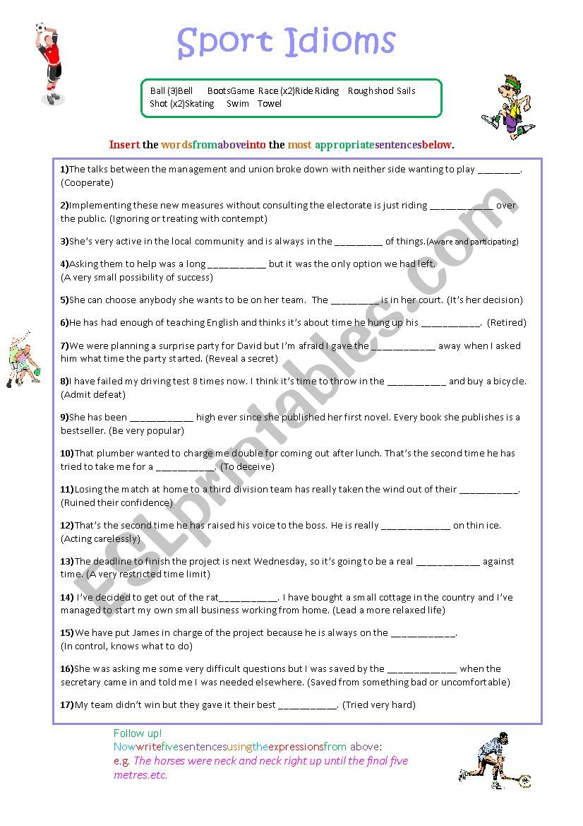 Sport Idioms worksheet