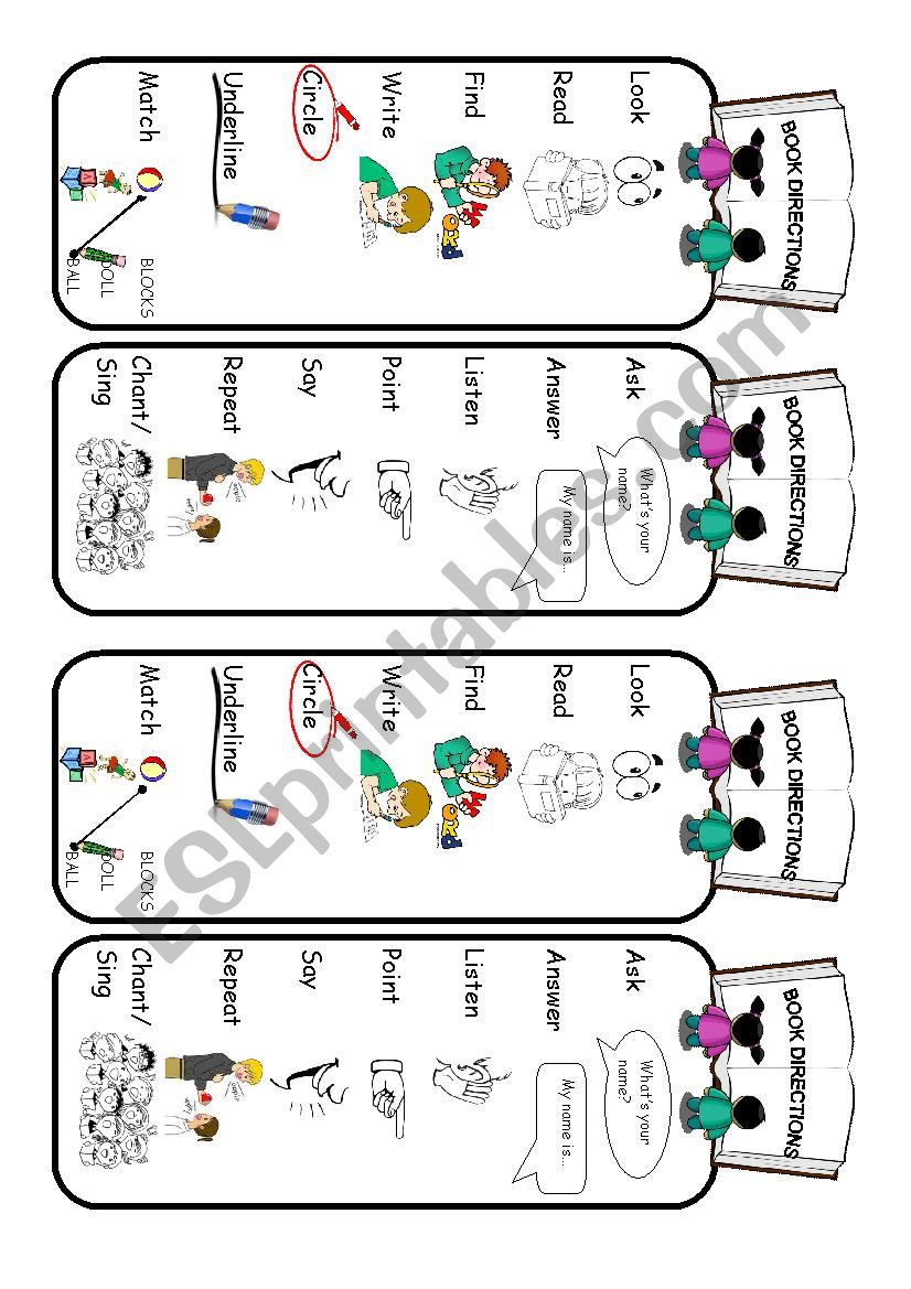 book directions worksheet