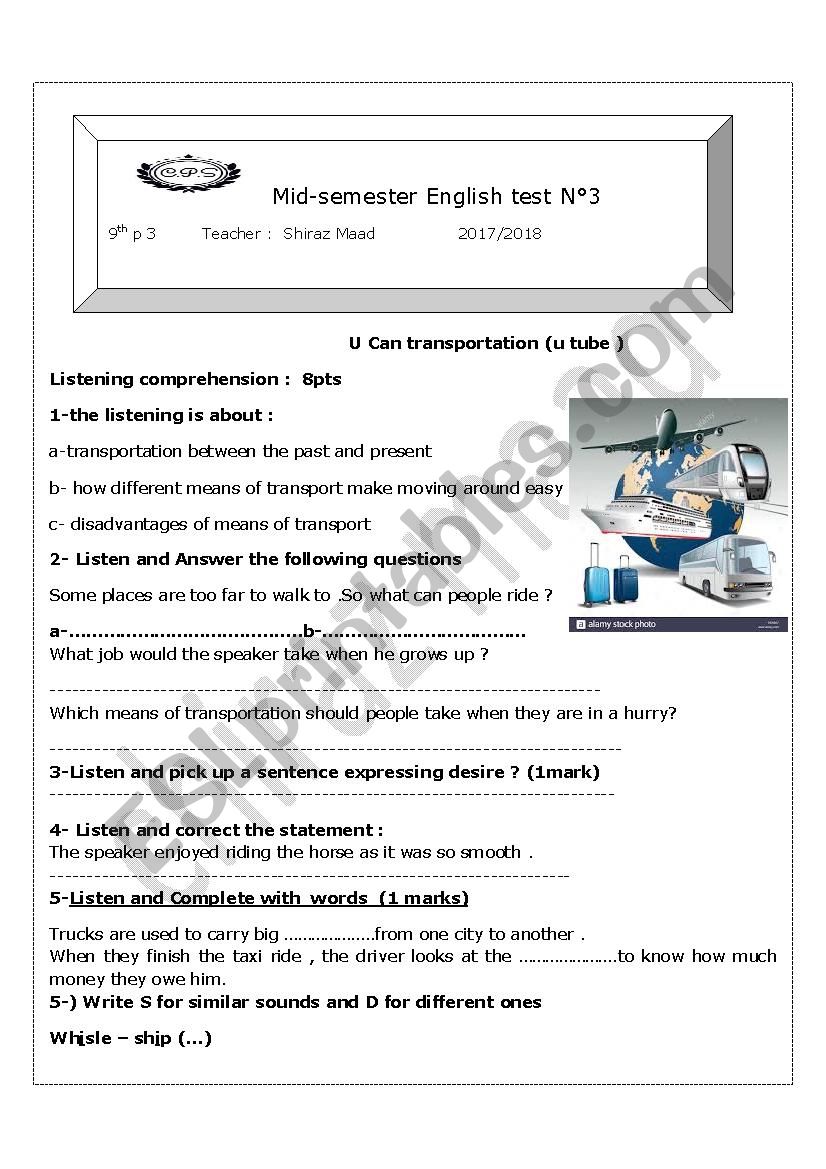 mid semester test 2 worksheet