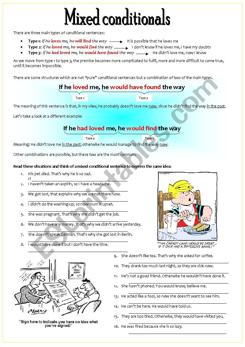 MIXED CONDITIONALS worksheet