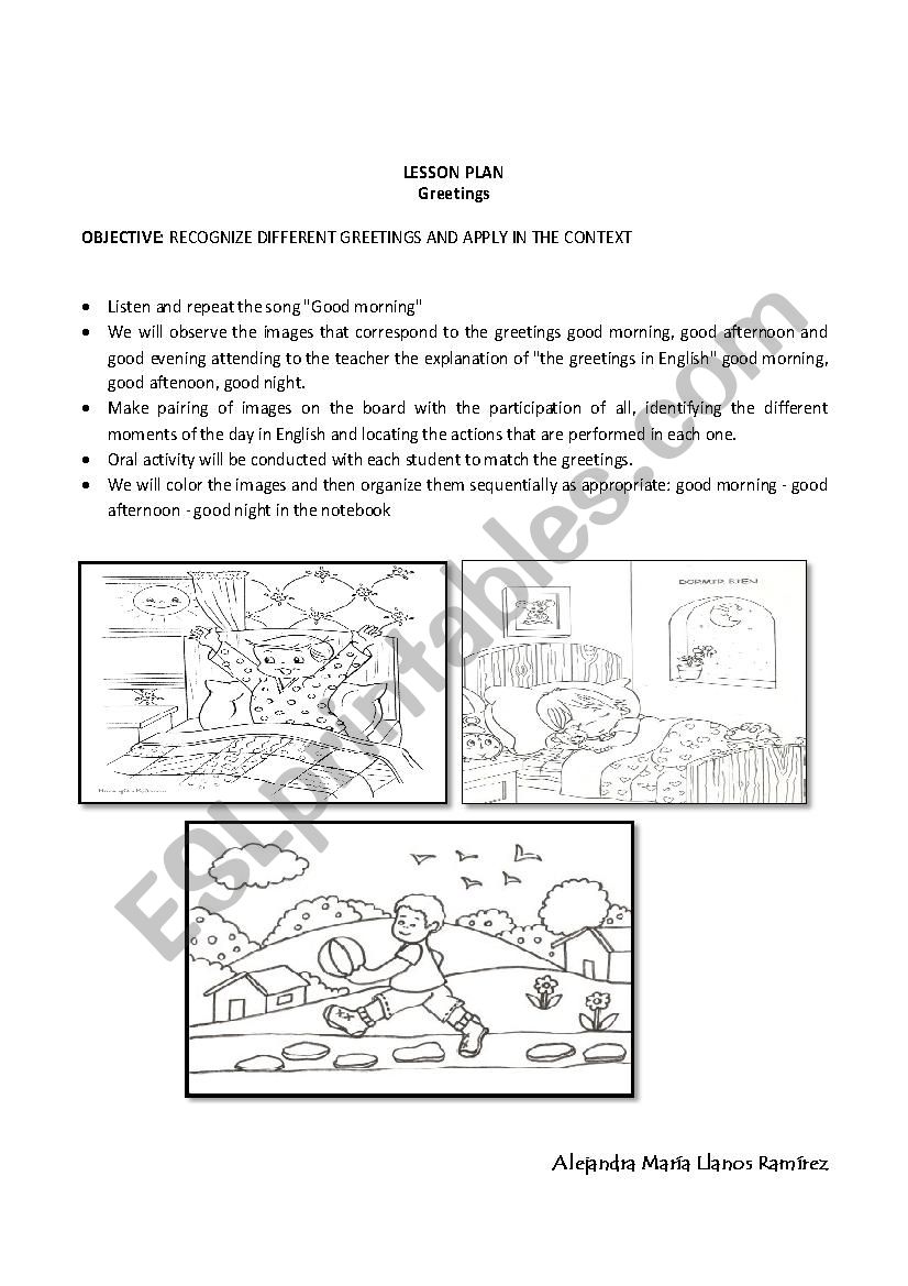 LESSON GREETINGS worksheet