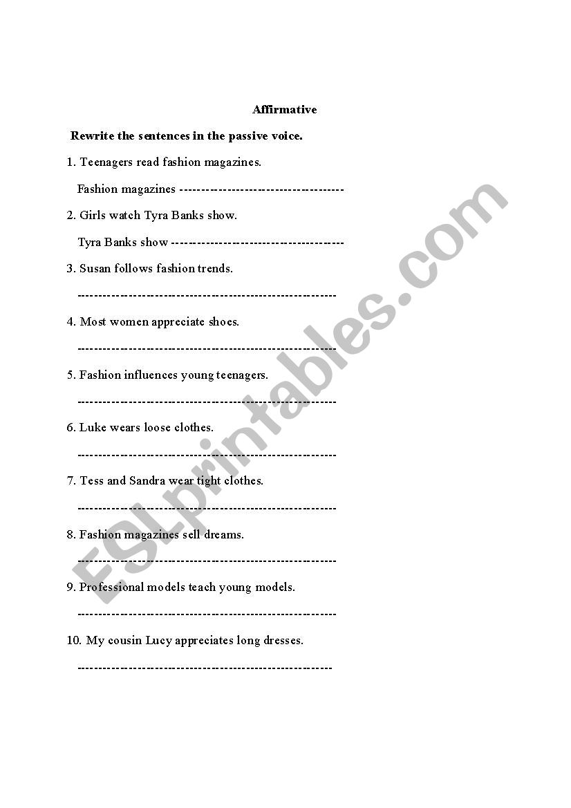 Present Passive worksheet