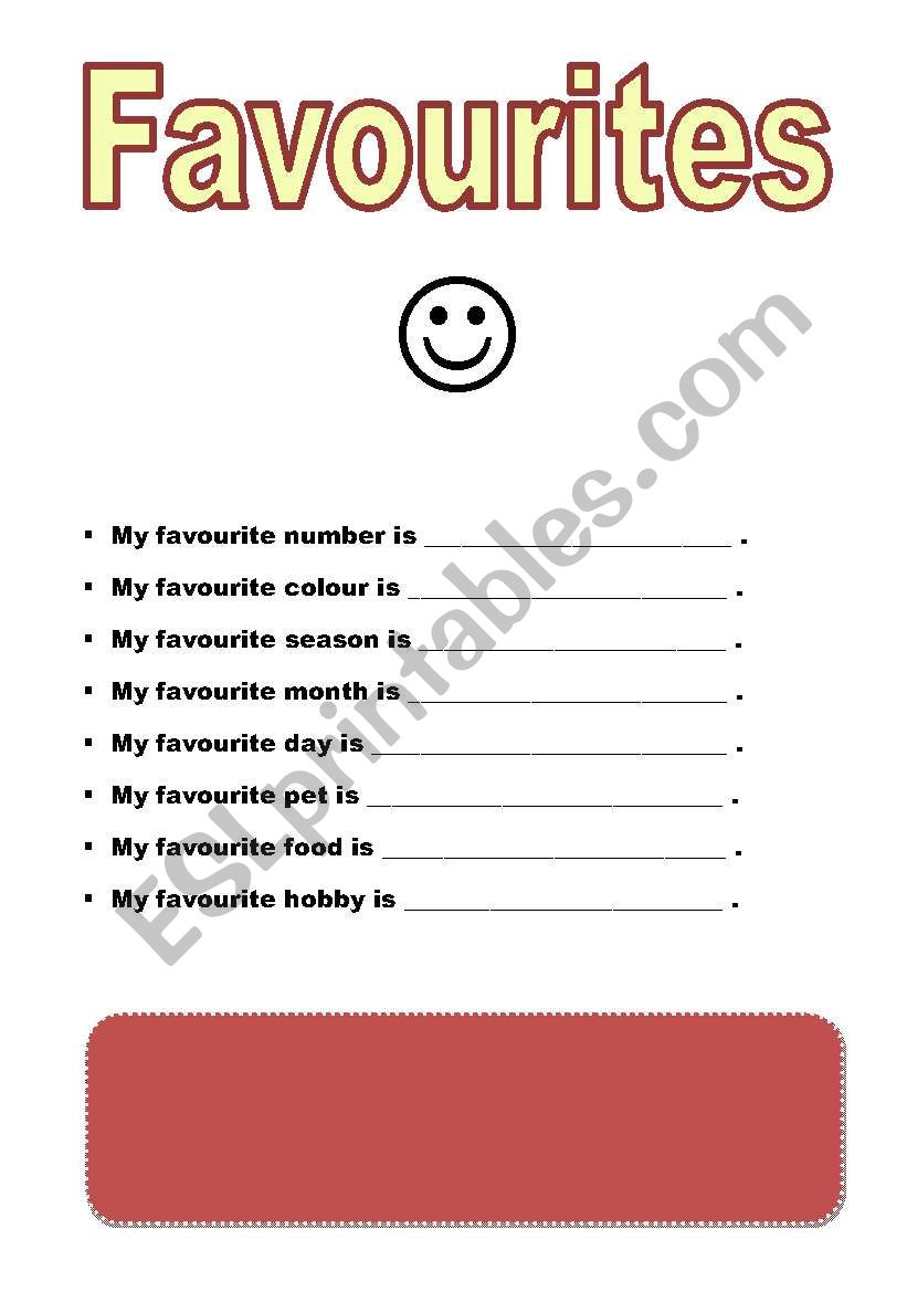 Favourites worksheet