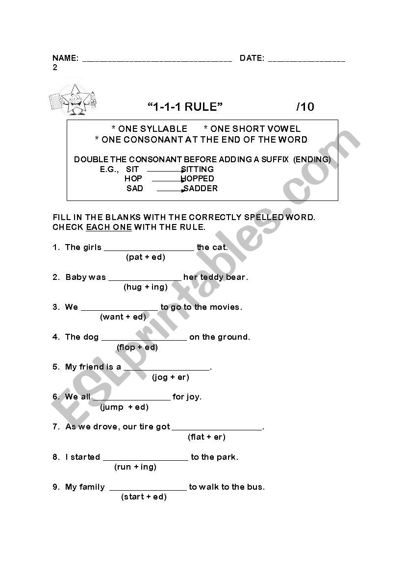 1-1-1 Rule 2 worksheet