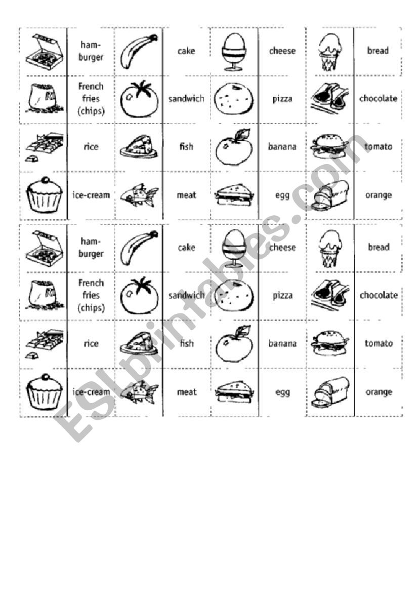 food dominoes worksheet