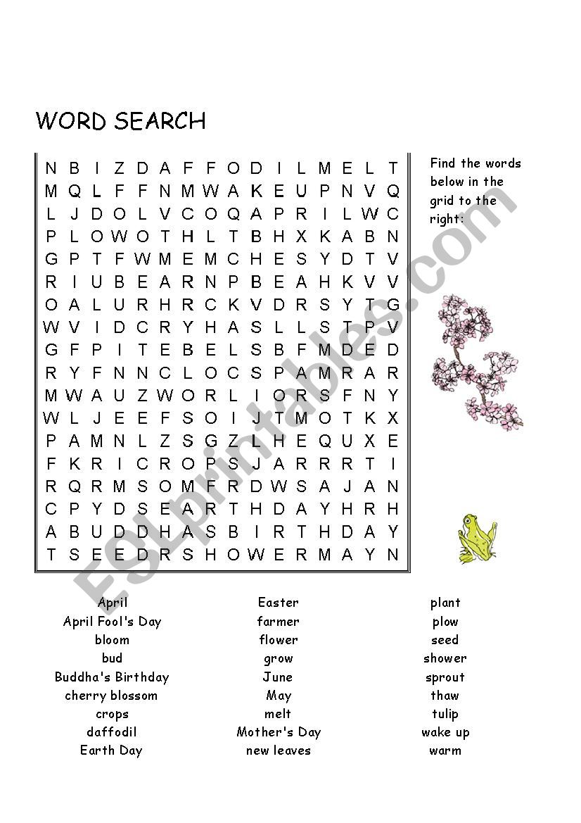 WORD SEARCH EASTER worksheet