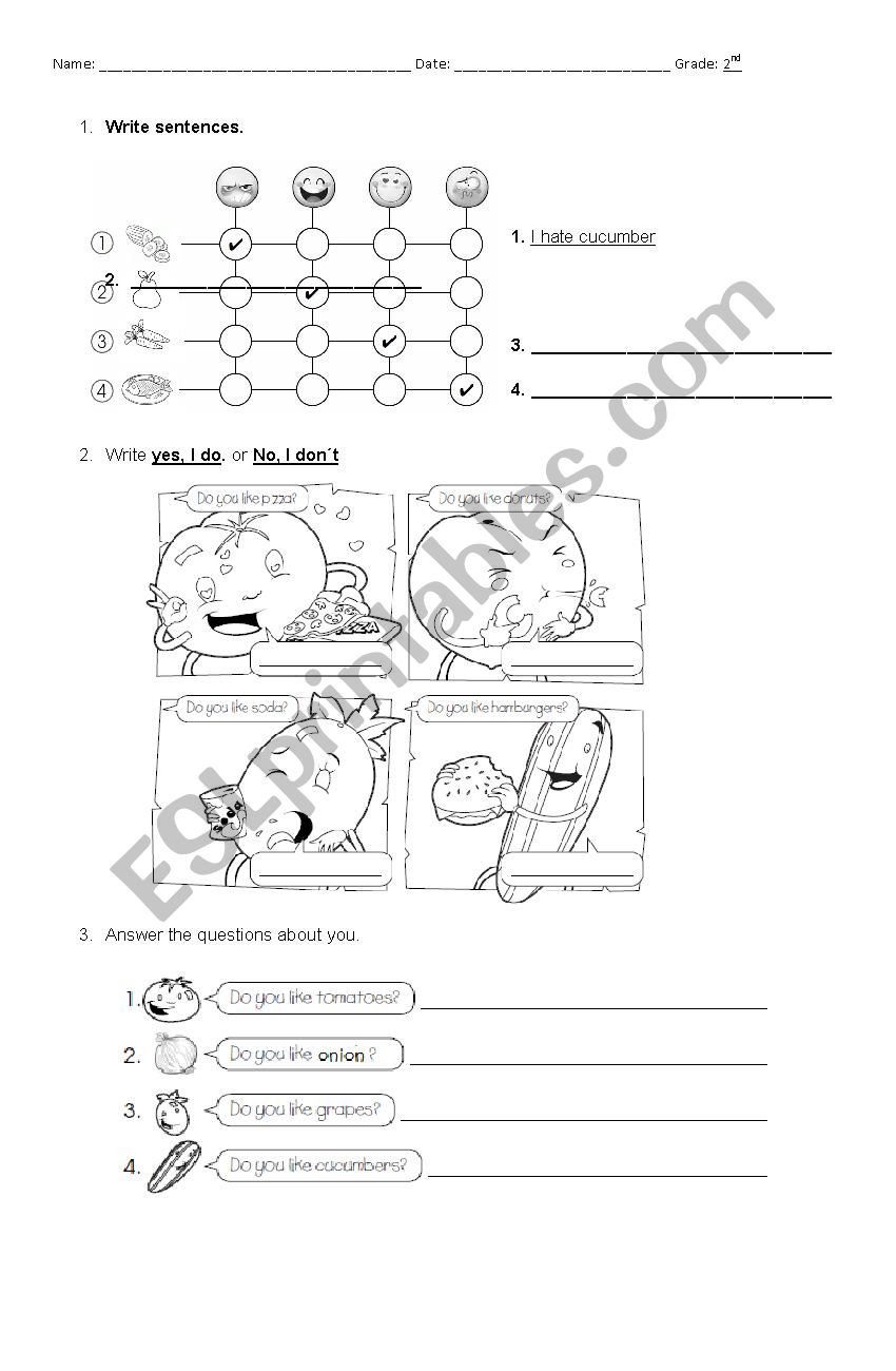 Food and drinks worksheet