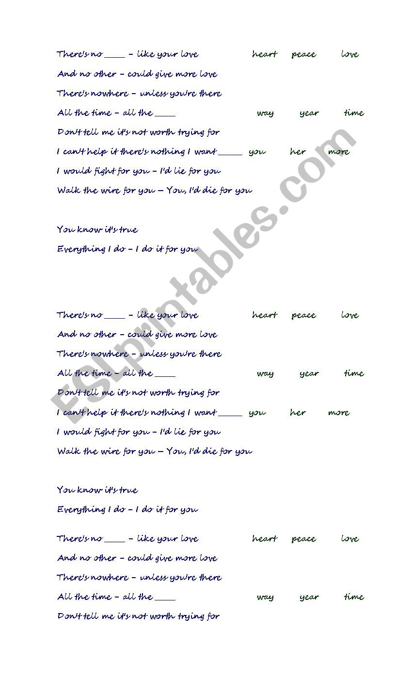 everything I do worksheet