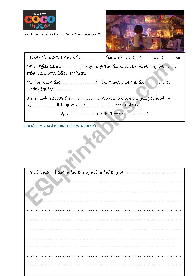 COCO GETTING INSPIRED worksheet