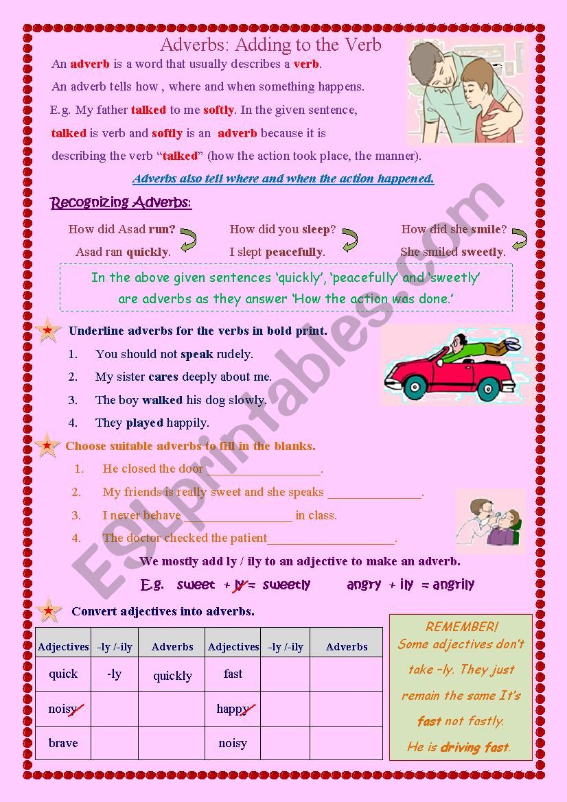 Adverbs worksheet