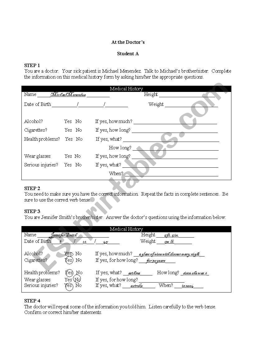 At the Doctors - Role Play worksheet