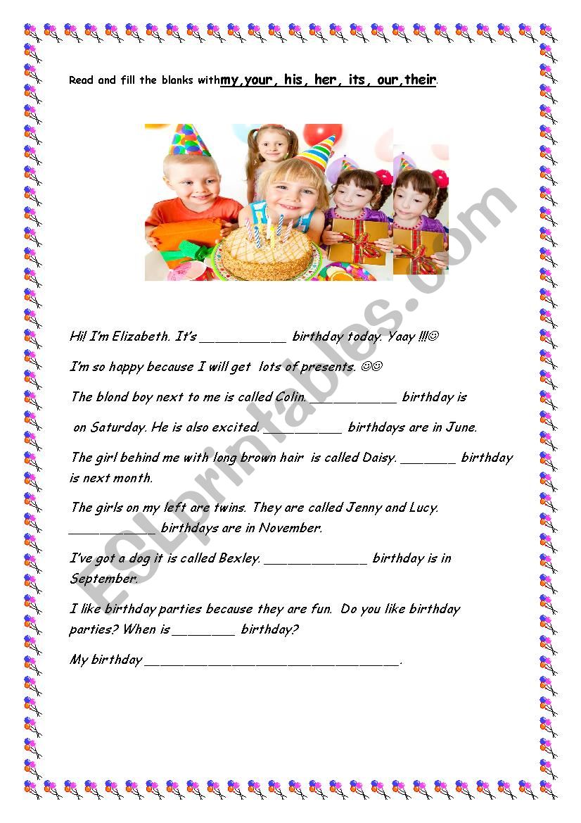 possessive adjectives worksheet