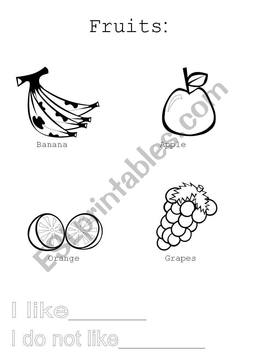Fruits page worksheet