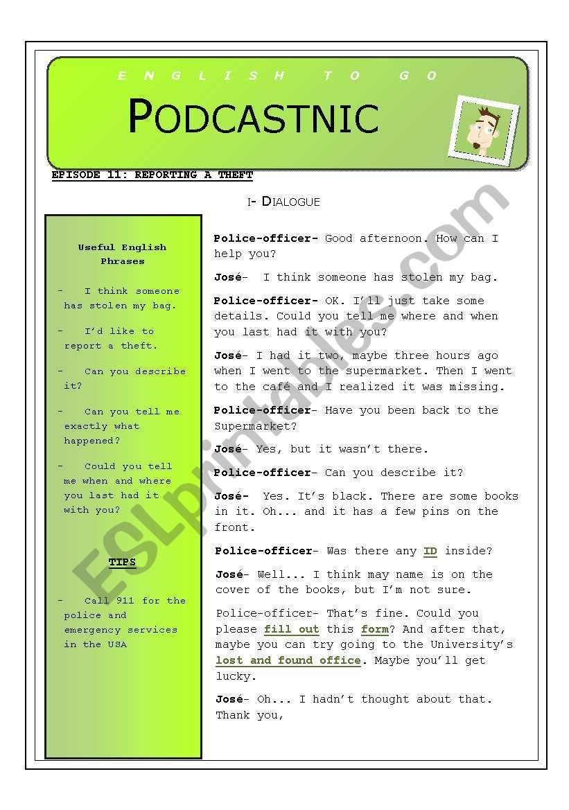 LOST AND FOUND worksheet