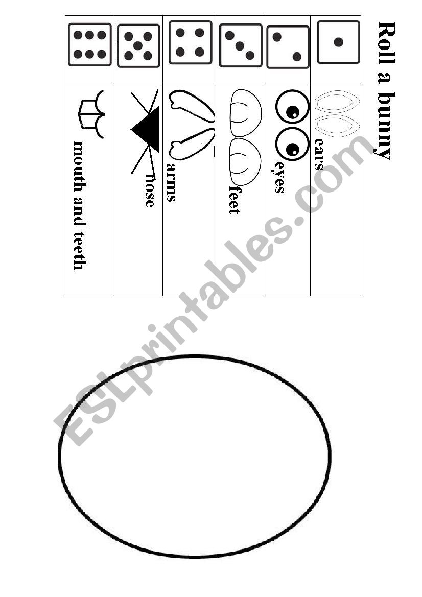 Roll an Easter Bunny worksheet