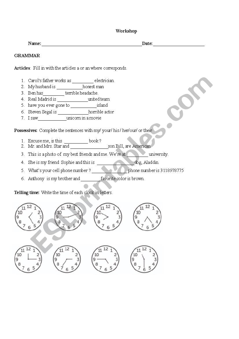 Level 1 workshop/Quiz worksheet