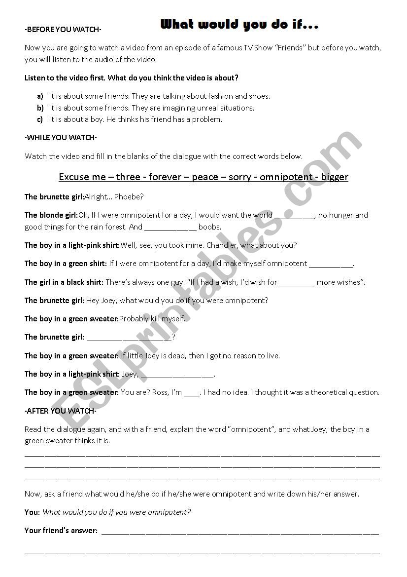 2nd Conditional - Friends  worksheet
