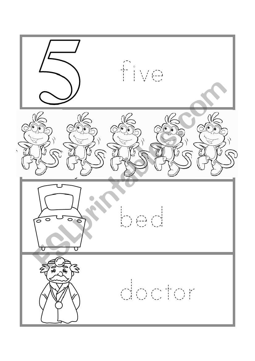 5 monkeys worksheet