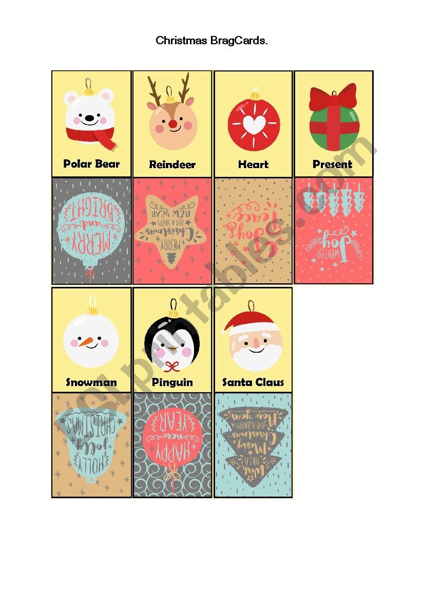 Christmas Brag Cards worksheet