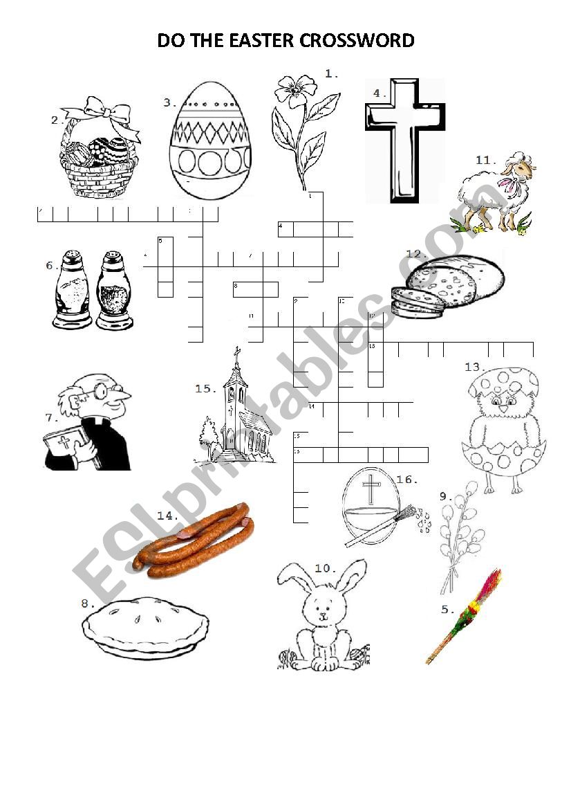 EASTER SYMBOLS CROSSWORD worksheet